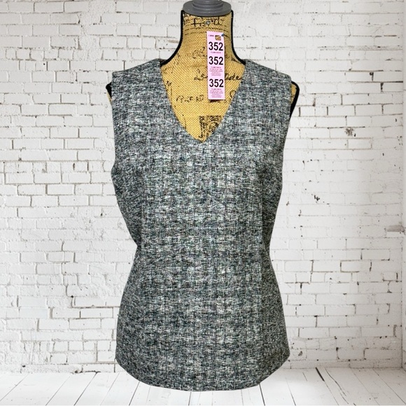 352 - CALVIN KLEIN- BLOUSE - TOP - SLEEVELESS - BLACK/WHITE/GREY - SIZE XL - Picture 2 of 15